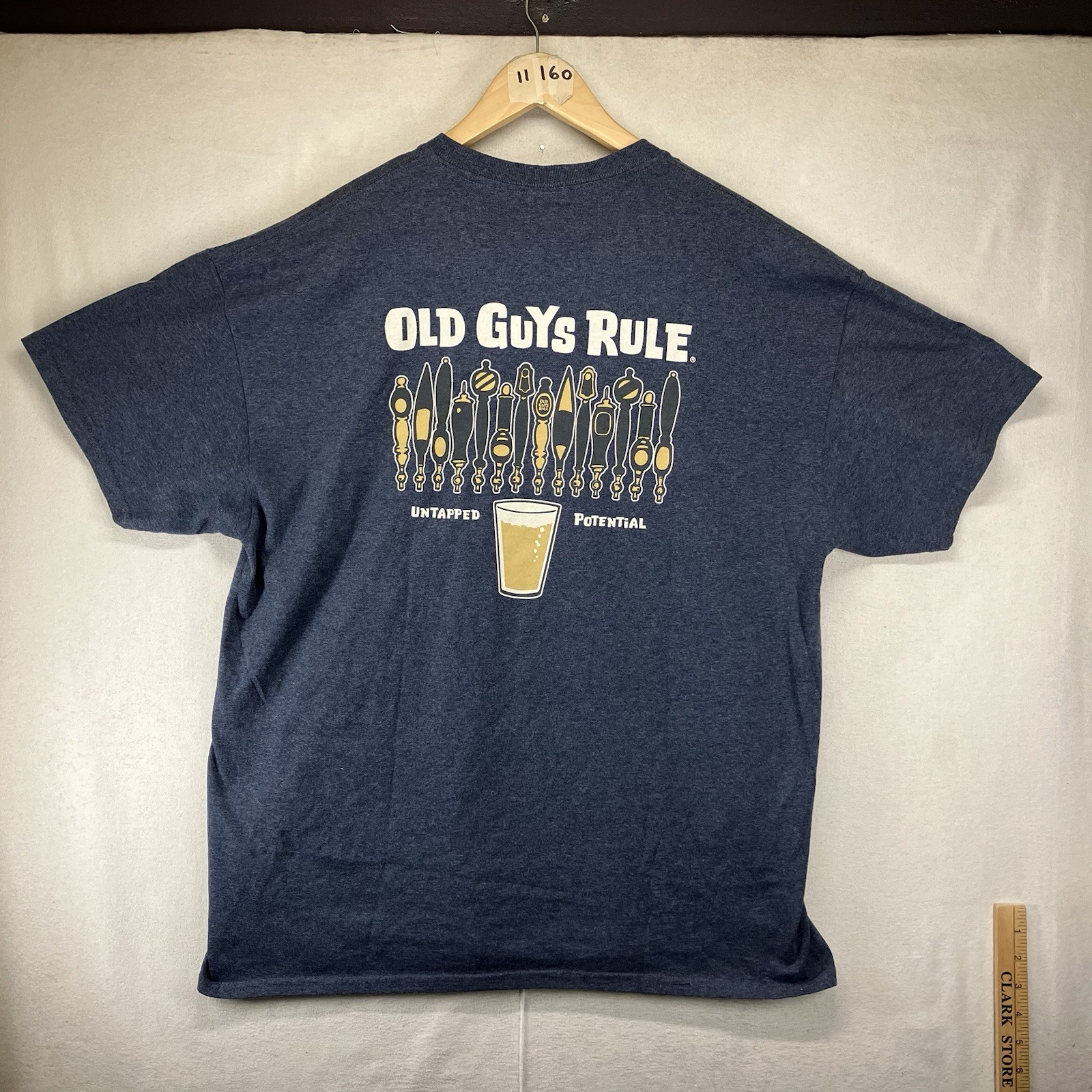 Vintage Old Guys Rule T Shirt Mens XL Heather Blue Beer Tap Bar Graphic EUC gallery