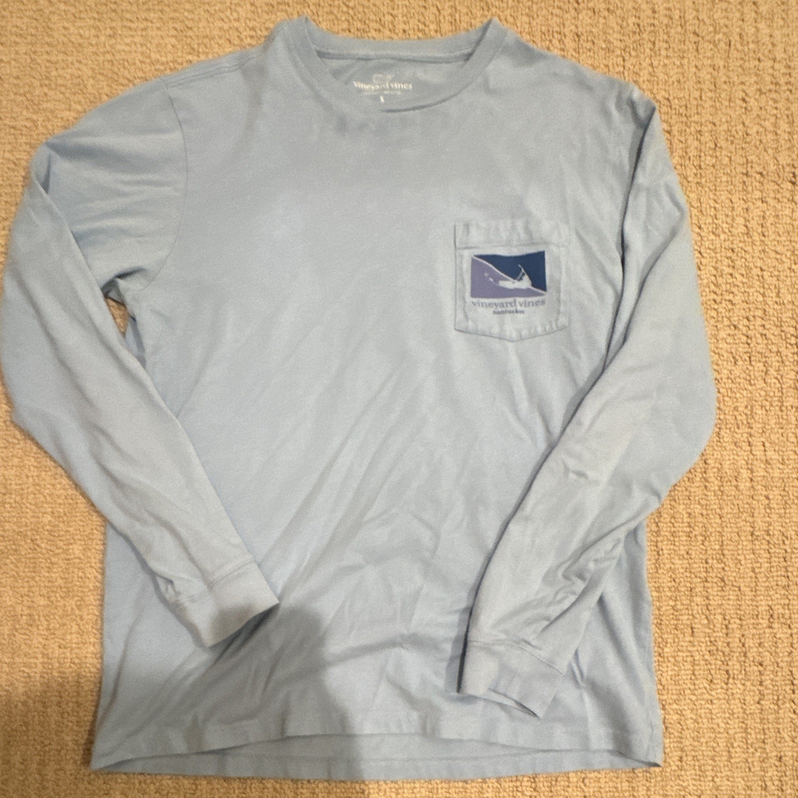 Vineyard Vines Men's Blue Long Sleeve Pocket T-Shirt Graphic Print S Cotton gallery