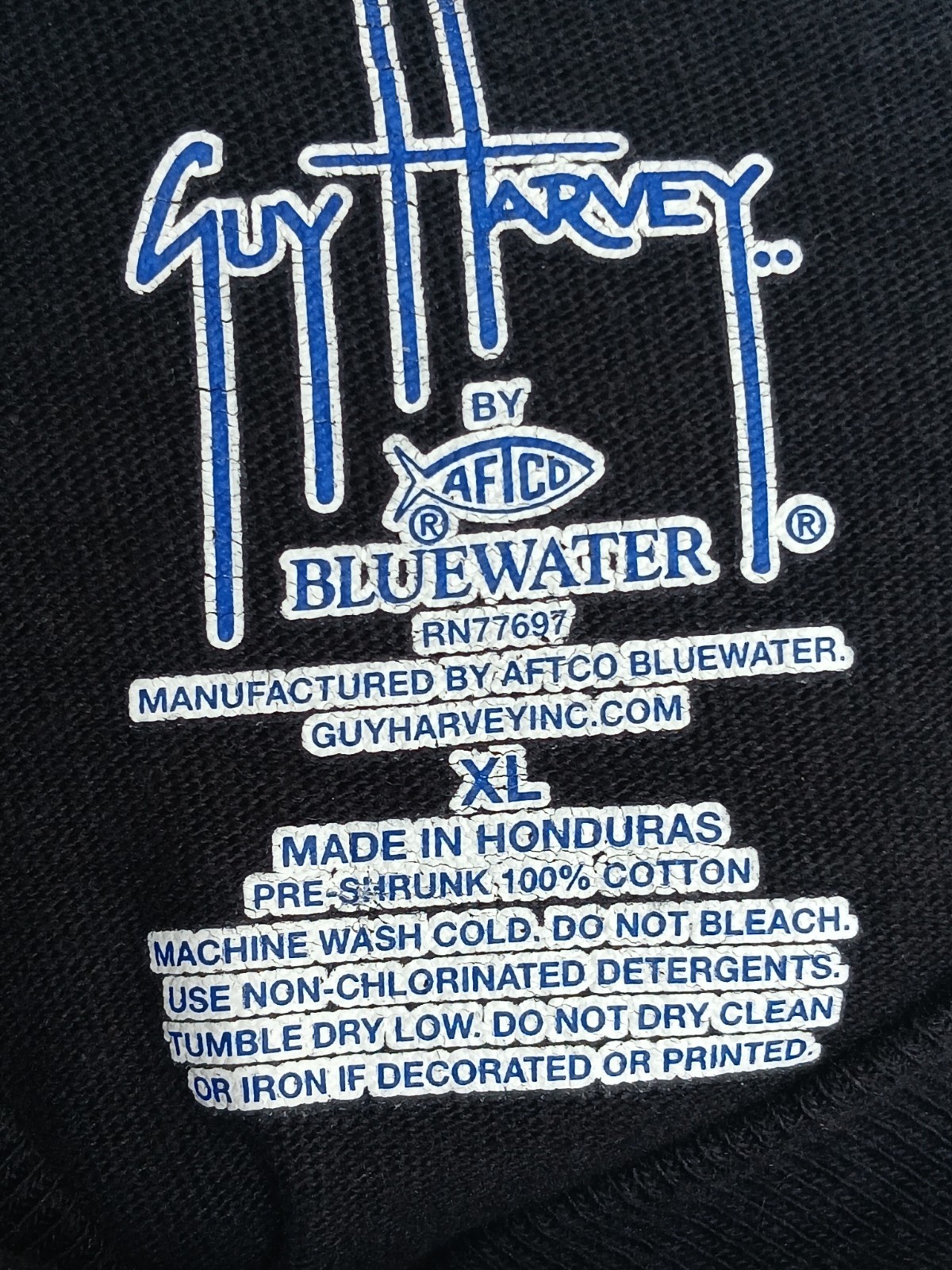 Guy Harvey By AFTCO Bluewater T Shirt Mens Sz XL Graphic Logo Pocket Black Flaw gallery