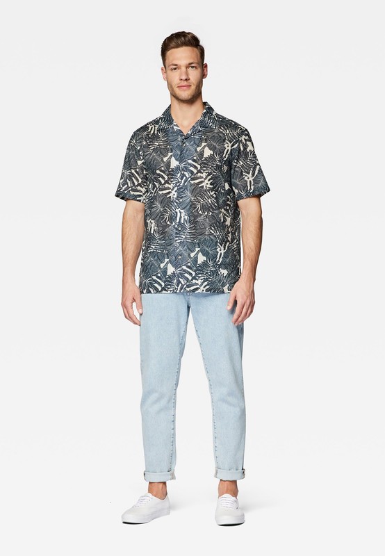 Mavi Men's Shirts Resort Shirt, Multicolor (White/Grey), L gallery