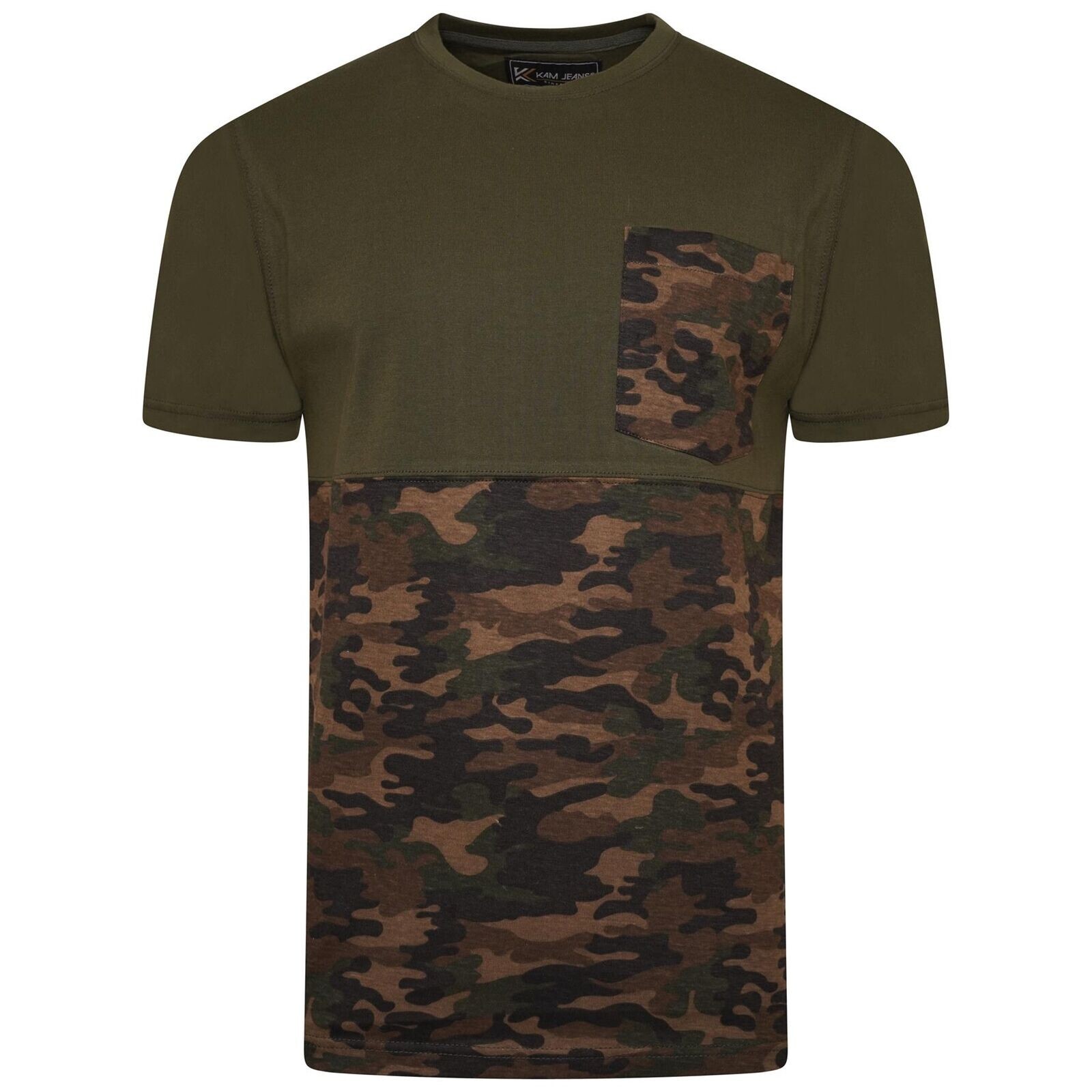 KAM Mens Plus Size Camo Pannnelled Tee in 2 Colour Options 2XL to 8XL gallery