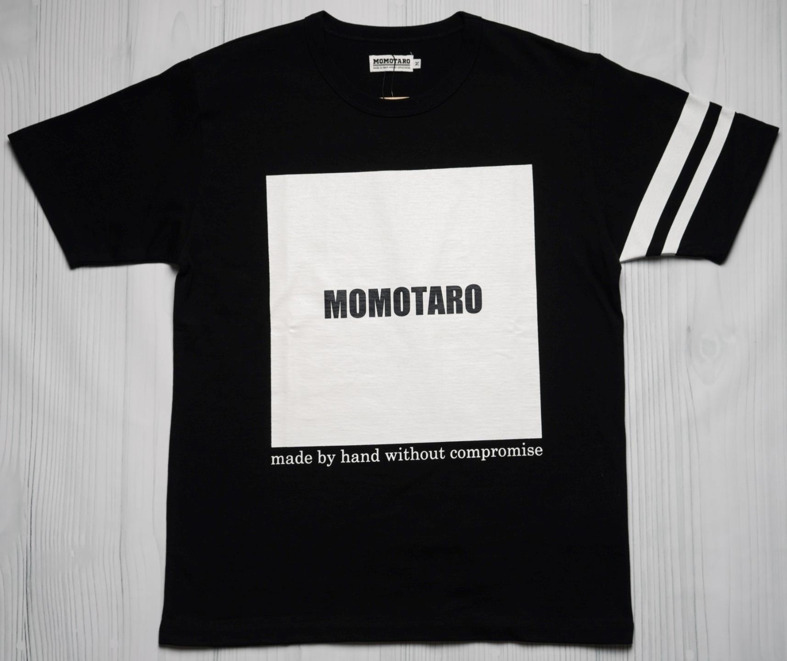 Momotaro $90 NWT Momotaro Black White Cotton Box Logo T-Shirt 07-135 L