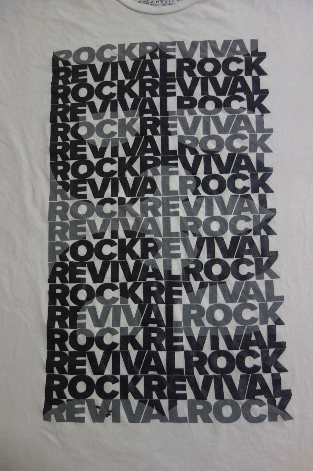 Rock Revival White Short Sleeve Stacked Text Logo Spell-Out T-Shirt Mens 2XL gallery