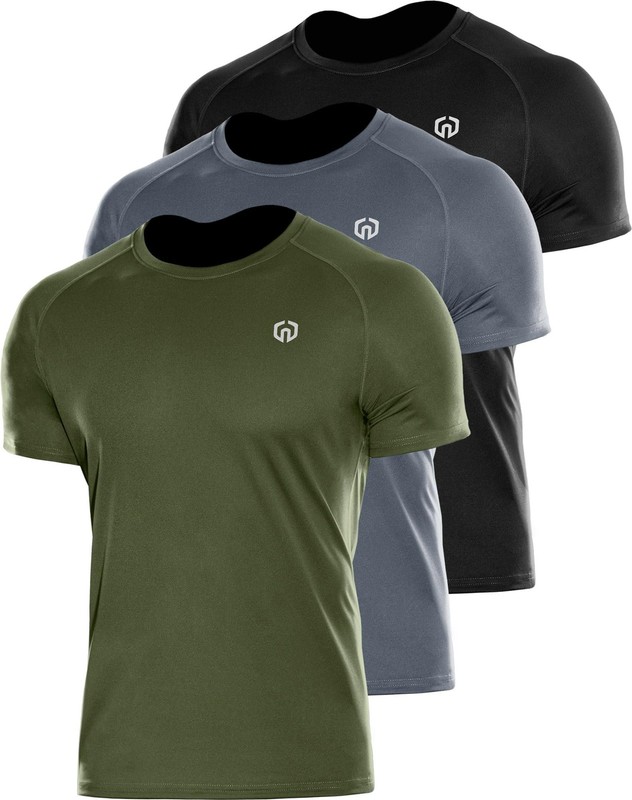 Men’s 3 Pack Dry Fit Running Shirts Workout Cycling Shirt Moisture Wicking,50…