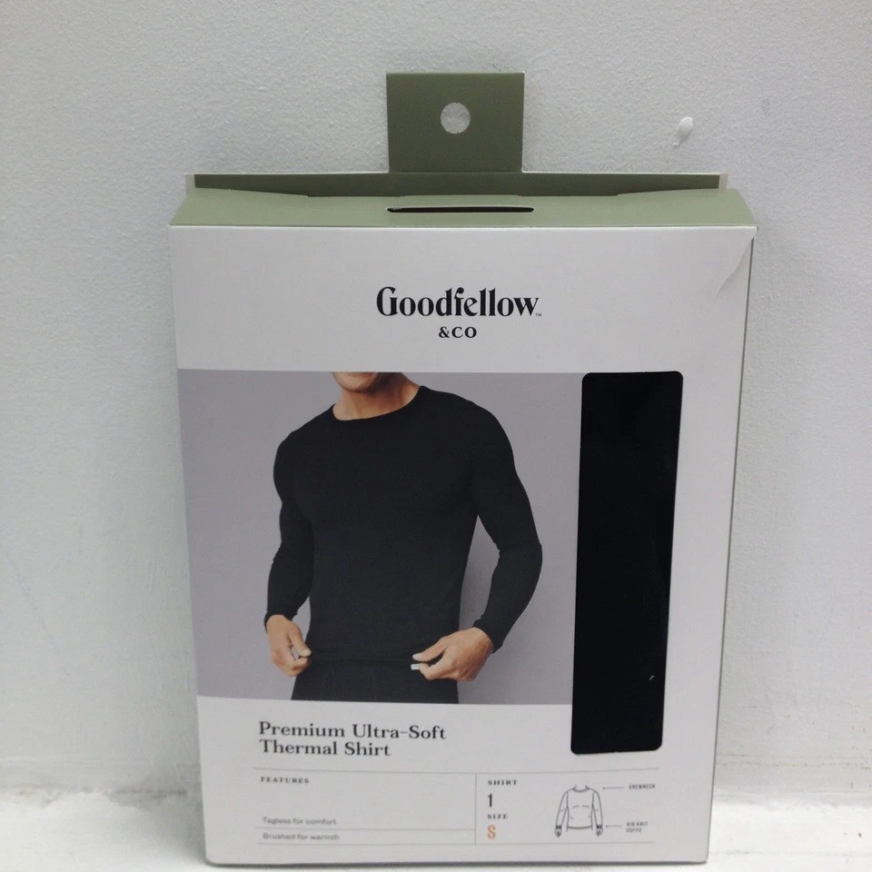 Goodfellow & Co Men's S 34/36 Black Premium Ultra Soft Thermal Long Sleeve Shirt gallery