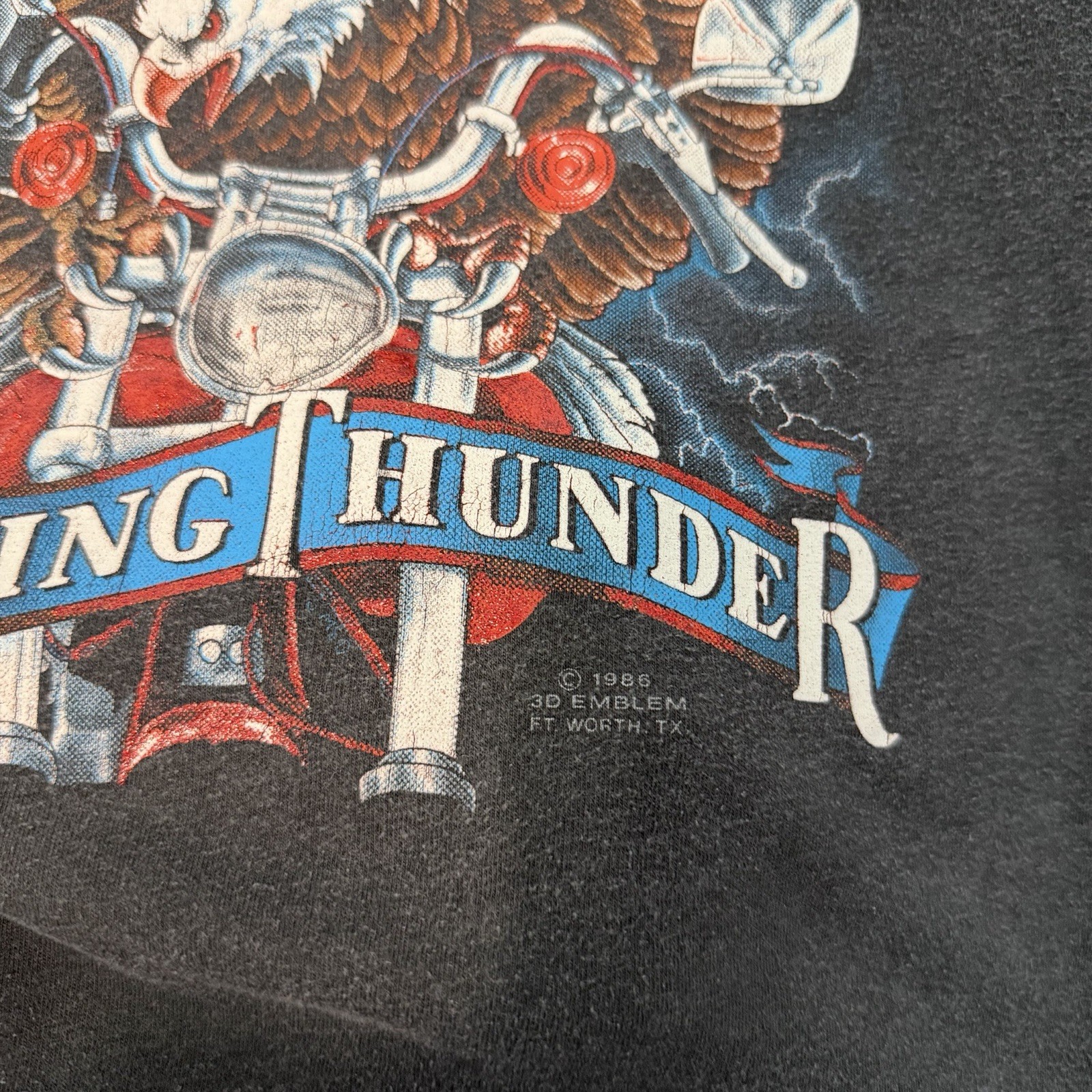 Vintage 80's 3D Emblem Harley Davidson Rolling Thunder T-Shirt Men’s Size Large gallery