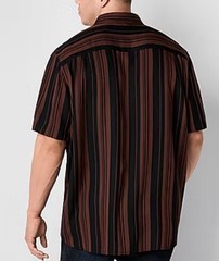 Shaquille O’Neal Button-Down Shirt Men’s Big/Tall Black/Brown Striped 2XL, 3XLT