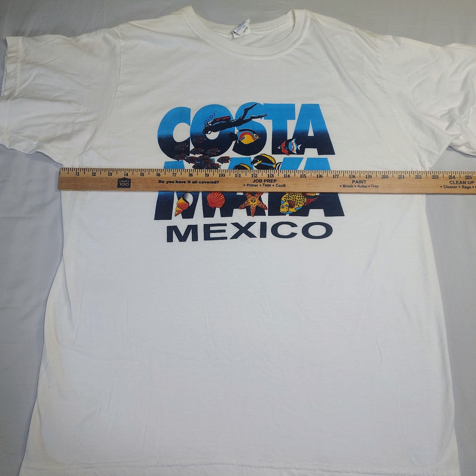 Costa Maya Mexico Shirt White Colorful Graphic Sz XL Sea Life Scuba Diver Fish gallery