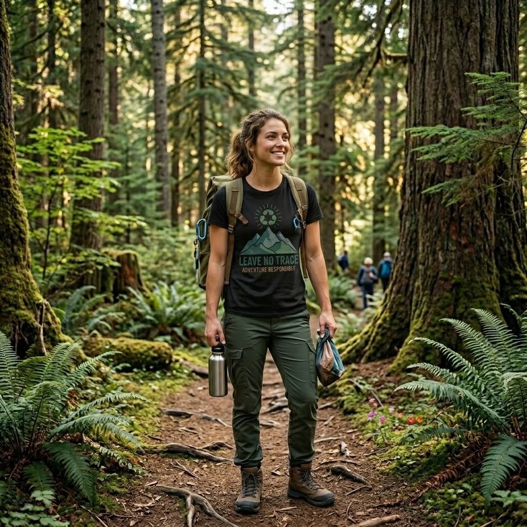 Leave No Trace T-Shirt - Adventure Responsibly Mountain Hiking Eco-Friendly Tee gallery