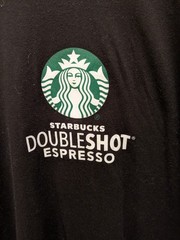 Starbucks Double Shot Espresso black shirt Tultex Advertising Coffee Shop XL