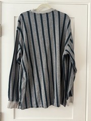90’s Eddie Bauer Herringbone Henley Long Sleeve (XL) Gray Striped Shirt Vintage