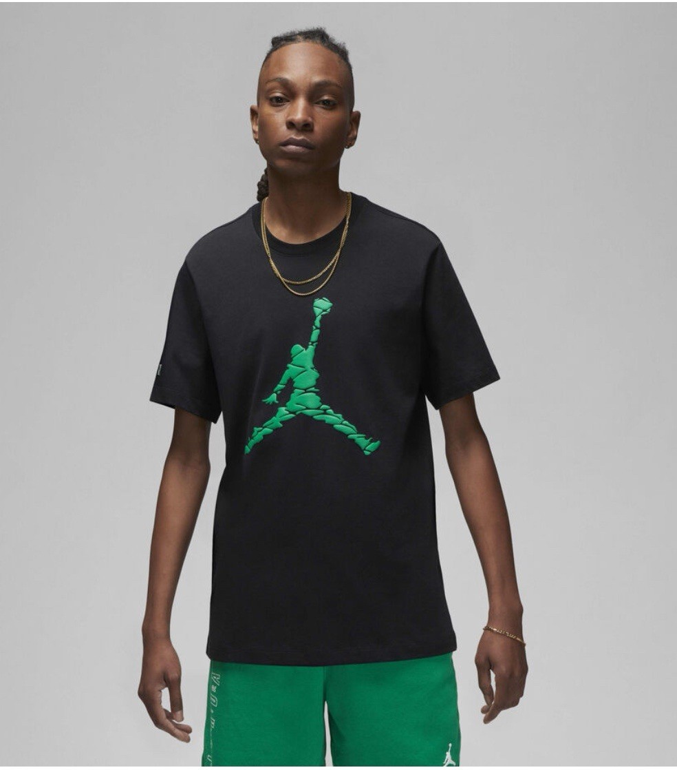 Nike Air Jordan Jumpman Logo Tee Mens T-Shirt Black Green Size M Sportswear Top gallery