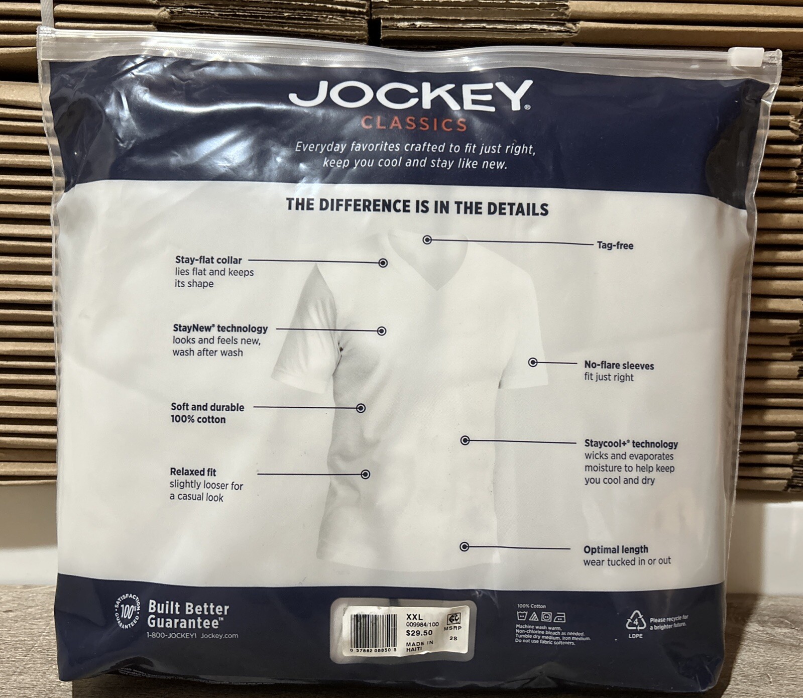 Jockey Mens Tall Man Classic V-Neck 2 Pack 2XLT T-Shirts 100% Cotton Brand New gallery