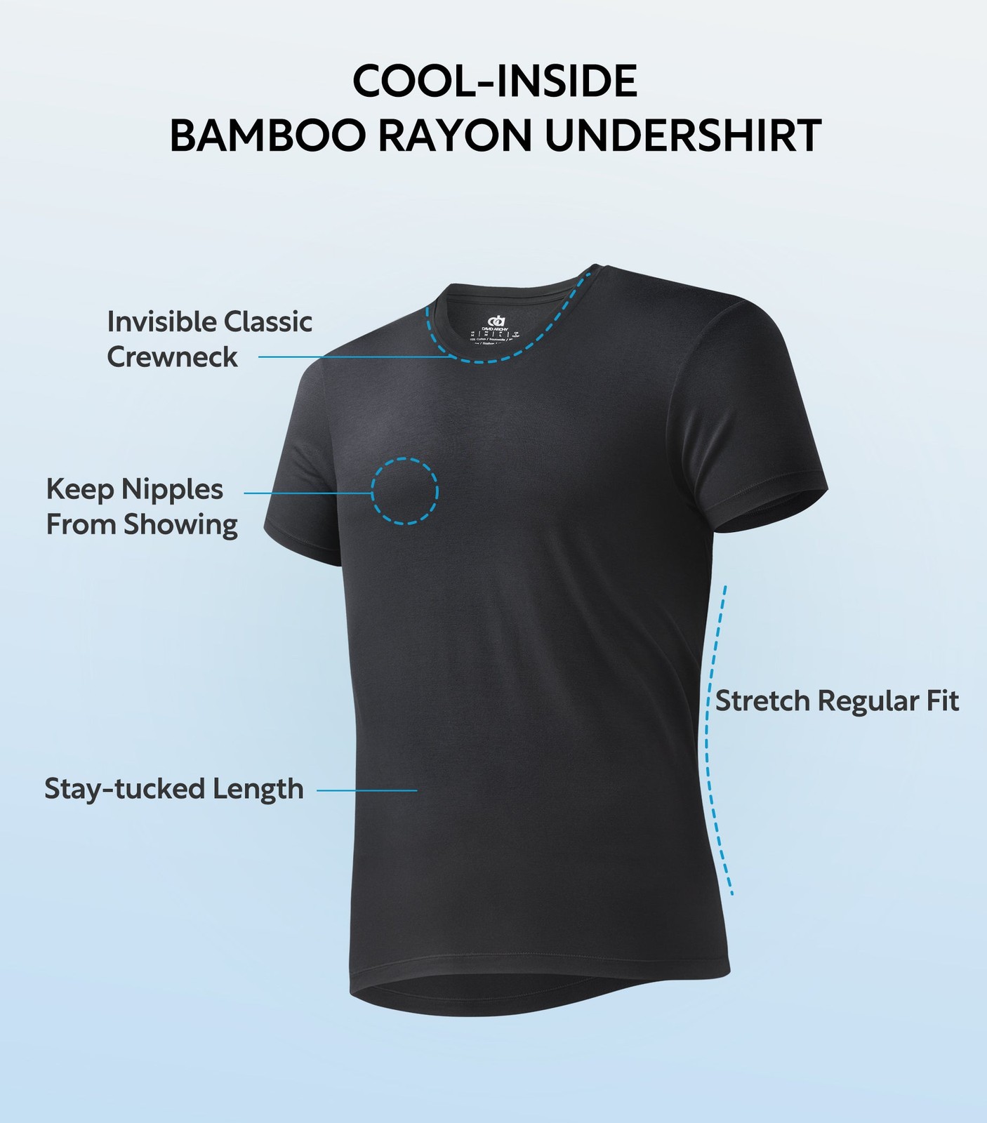 Men's Bamboo Rayon Crewneck Tees, Moisture-Wicking, Undershirts – 5 Pack gallery