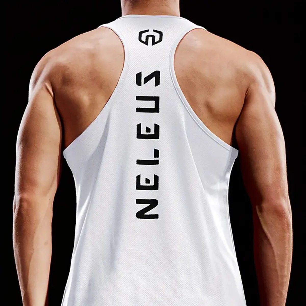 NELEUS ‘Dry Fit Logo Muscle’ Mesh Tank Top Men’s S Gym Workout Exercise WHT NEW!