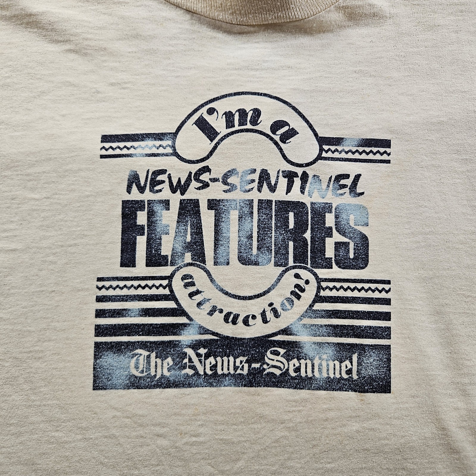 VINTAGE The News-Sentinal 80s Promo Graphic T-Shirt Made In USA Size Large gallery