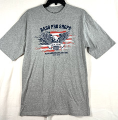 Bass Pro Shops American Flag Eagle Gray T’shirt Land of Free Men’s Small NEW