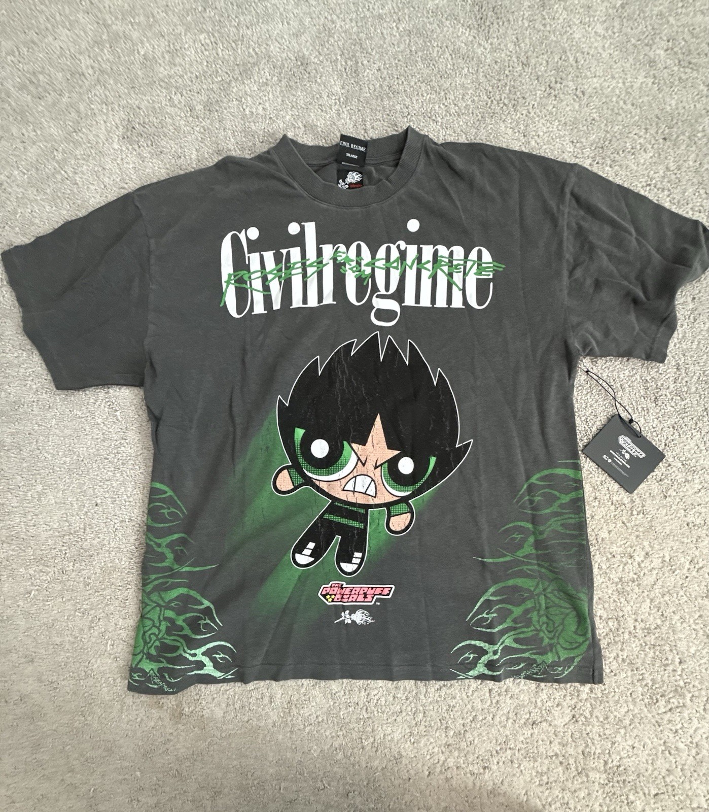 Civil Regime x Powerpuff Girls Buttercup Rowdy Green Oversized Tee 2XL