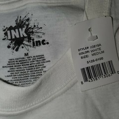 NWT Size MEDIUM Mens Ink Inc Electric Guitar Skyscraper B&W T-Shirt *SMALL STAIN