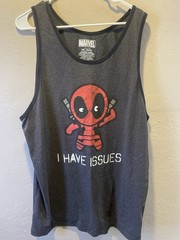 Marvel Deadpool “I Have Issues” Gray Tank Top Crew Neck Sleeveless Cotton 2XL