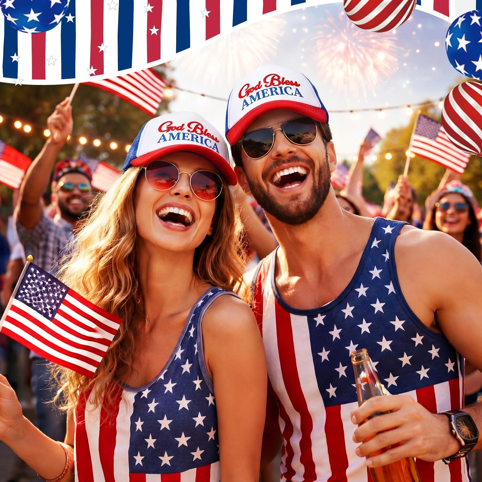 4 Pack 250th Anniversary Patriotic Hats Bulk Adjustable 4th of July Trucker H... gallery