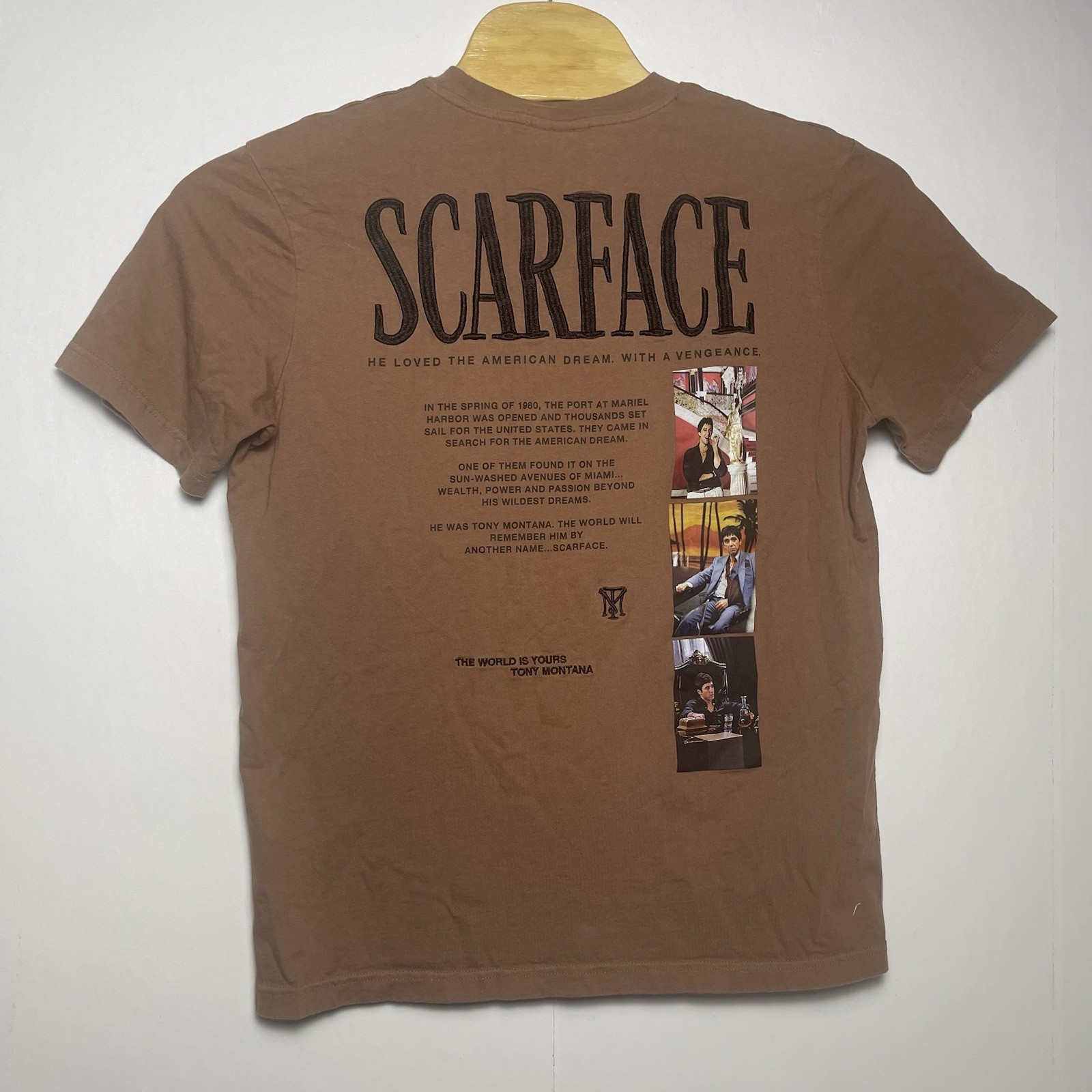 Scarface Shoe Palace Large T-Shirt Tee Brown Embroidered Pacino Montana Movie gallery