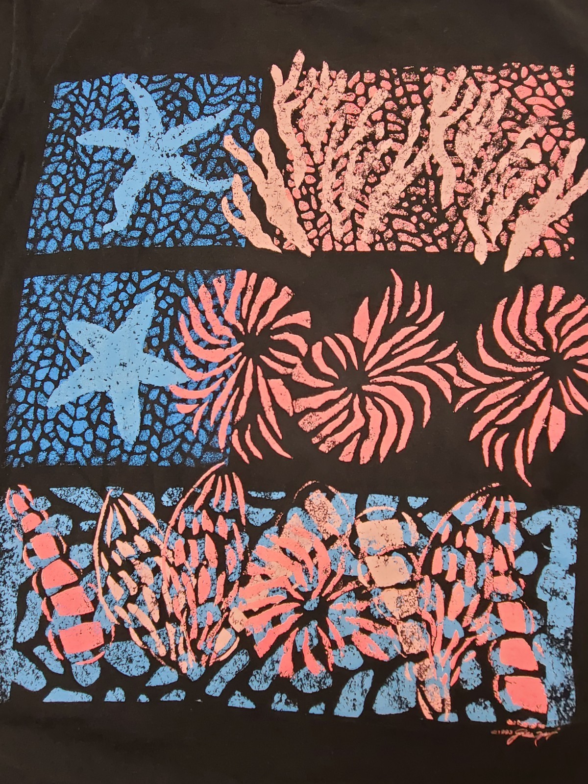 Gilda Marx Art Shirt OSFA Black Sea Coral Ocean Life Graphic Tee All Over Print gallery