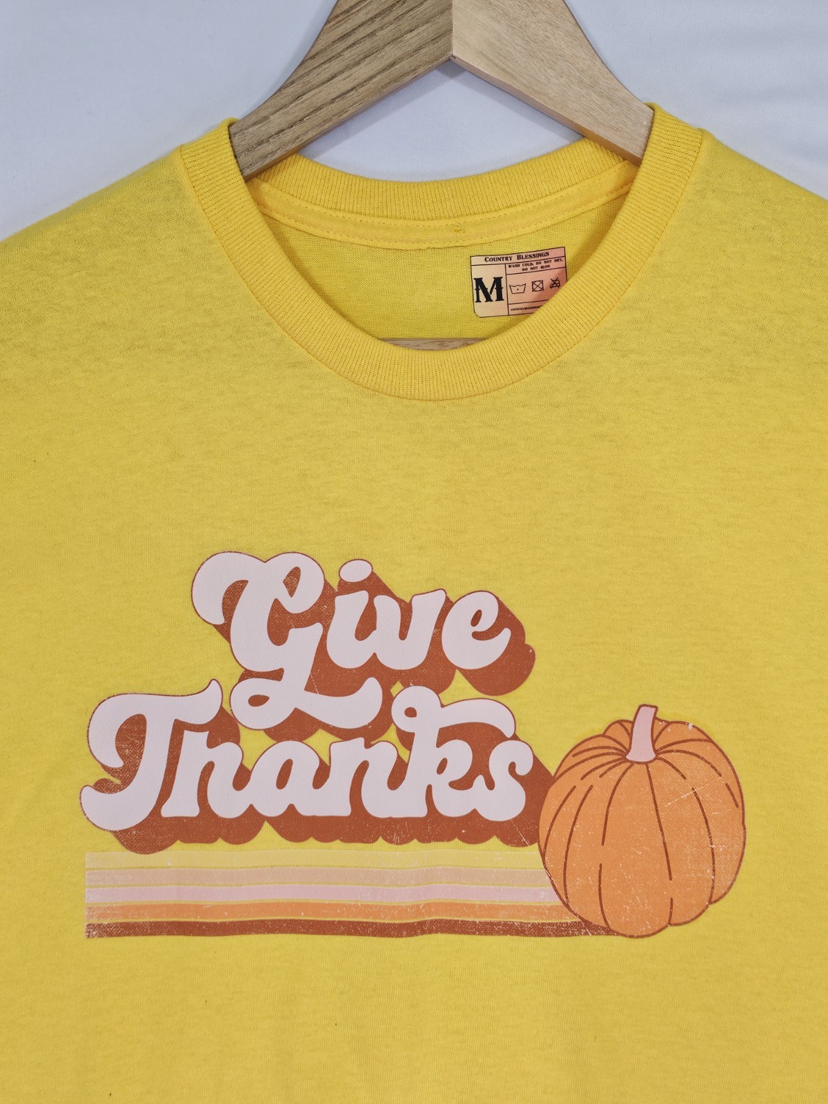 Retro Give Thanks Pumpkin Fall Seasonal Medium Yellow Shirt Thanksgiving Gift gallery