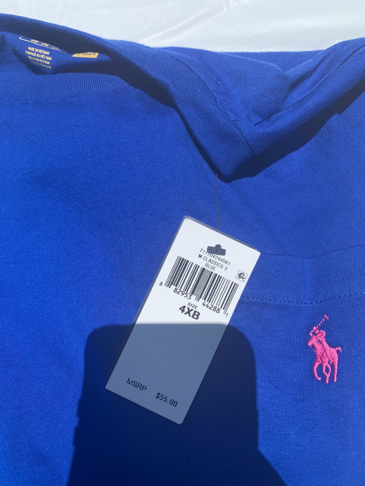 NWT Men's 3LT Polo Ralph Lauren Big & Tall Royal Blue Solid Crew Pocket T-Shirt gallery