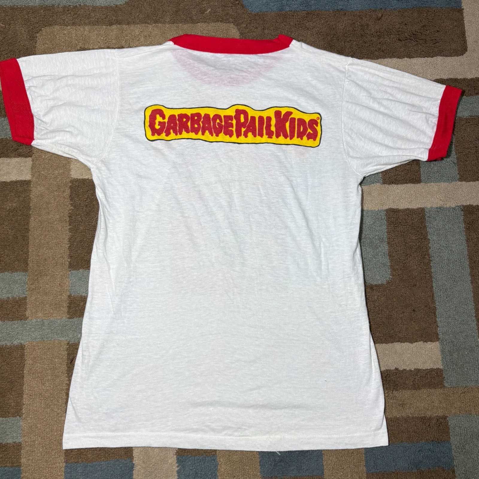 Vintage 1986 Topps Garbage Pail Kids Adam Bomb Shirt size Medium Screen Stars gallery