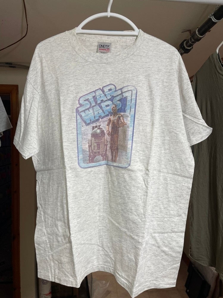 STAR WARS 1978 vintage iron on transfer T-Shirt R2D2 C3P0 Classic style logo XL