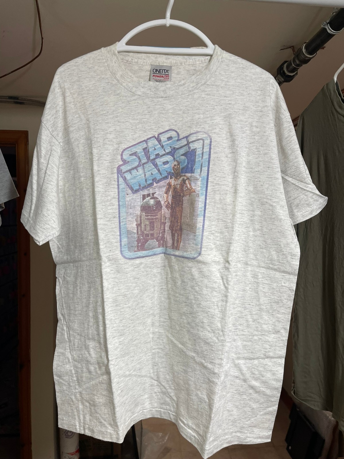 STAR WARS 1978 vintage iron on transfer T-Shirt R2D2 C3P0 Classic style logo XL