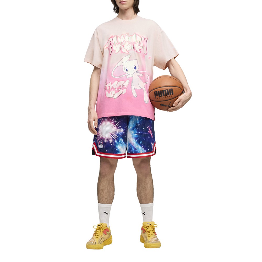 PUMA X Pokémon Hoops Shiny Mew Graphic Crew Neck Short Sleeve T-Shirt Mens Size gallery