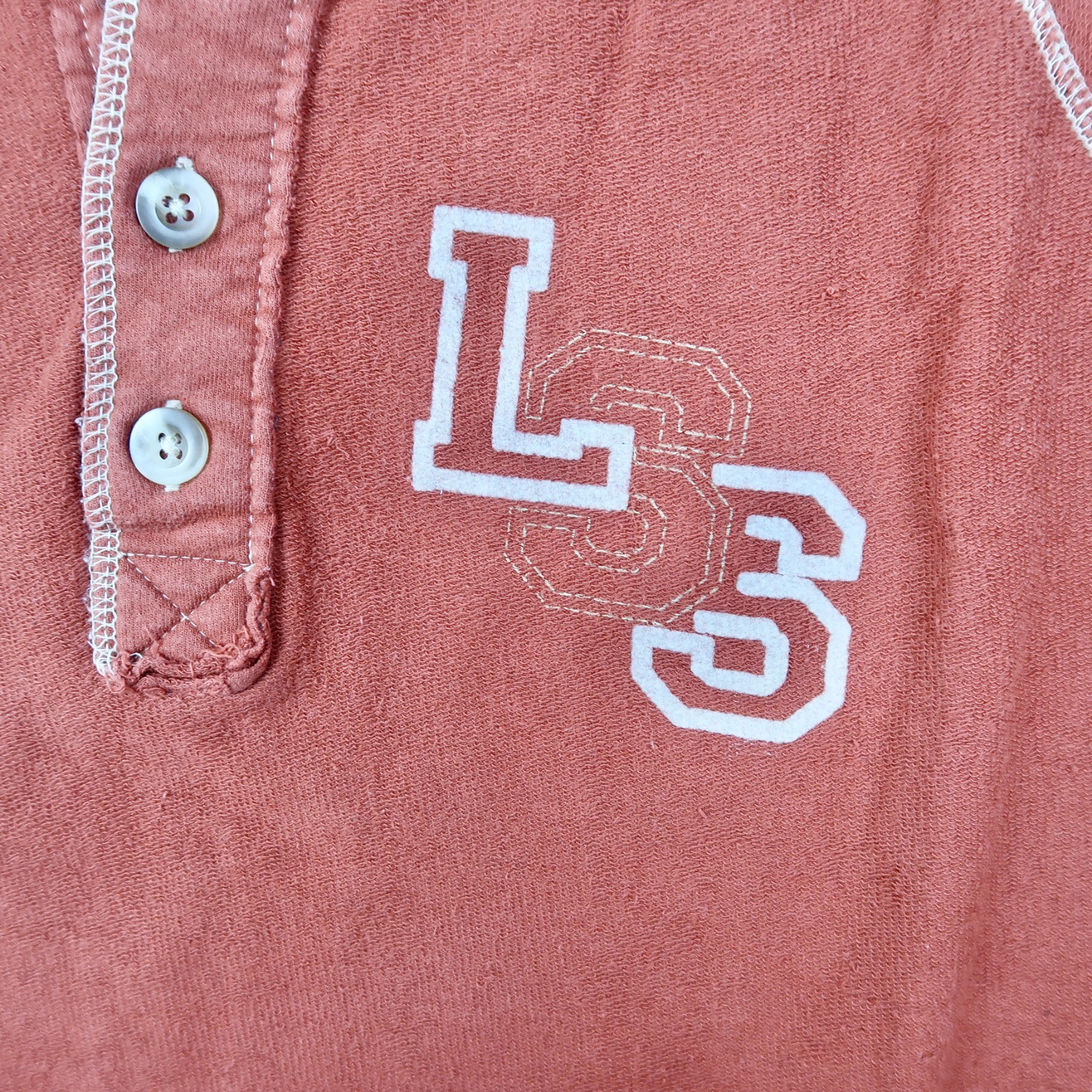 Y2K Levis Signature Henley Shirt Mens L Burnt Orange Long Sleeve Contrast Stitch gallery