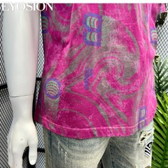 Men Designer Abstract Marble Print Cotton T-Shirt Retro Casual Short Sleeve Tee