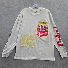 Coca Cola x Pacsun Men Shirt Large Gray Logo Classic Bottle Long Sleeve Tee