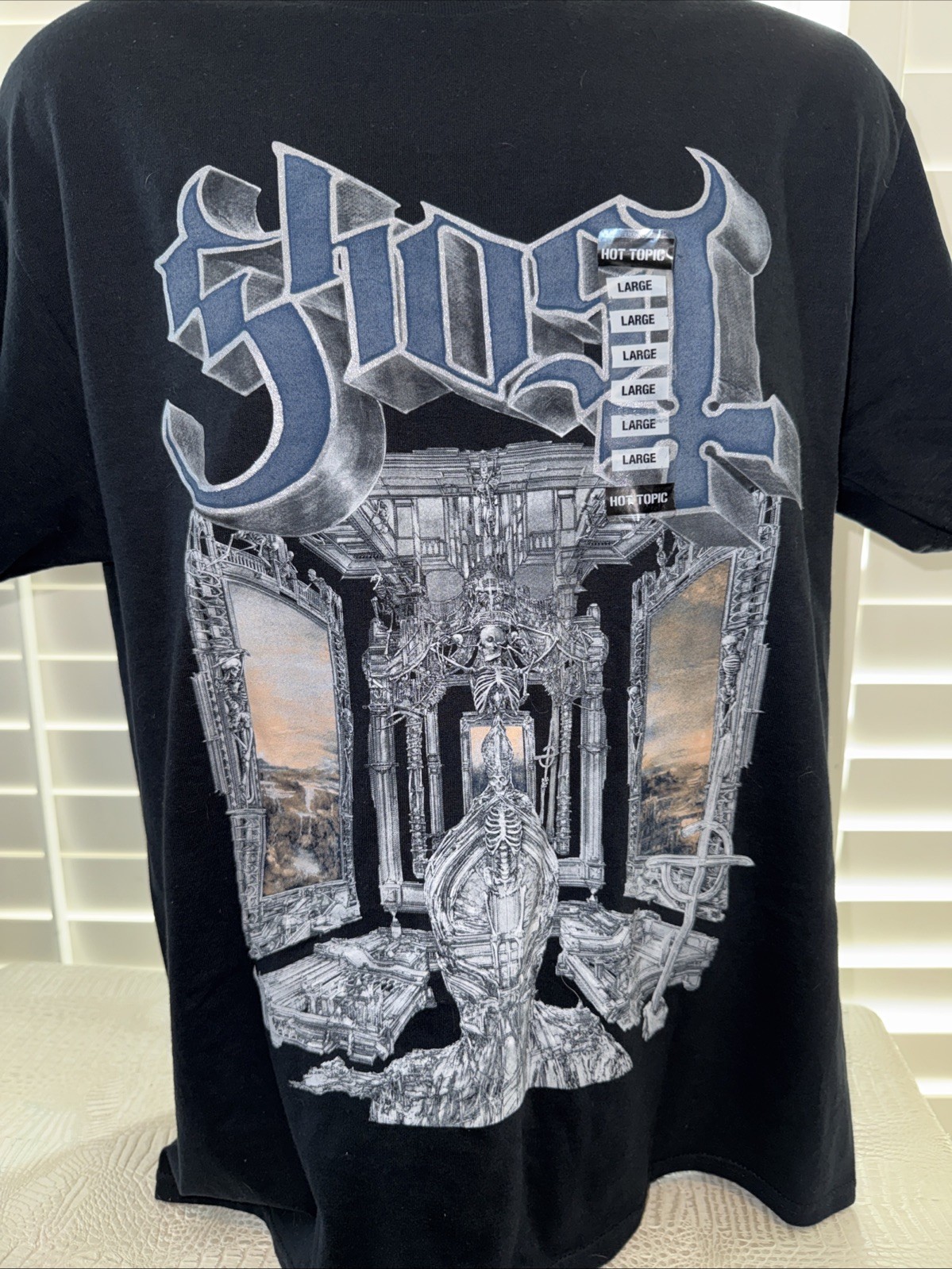 Official Ghost Skeletá Glitter T-Shirt Large L Death Rock Metal Band T-Shirt New gallery