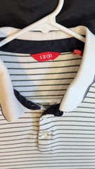 IZOD Mens Collared Striped Short Sleeve Polo Shirt Black White Size L