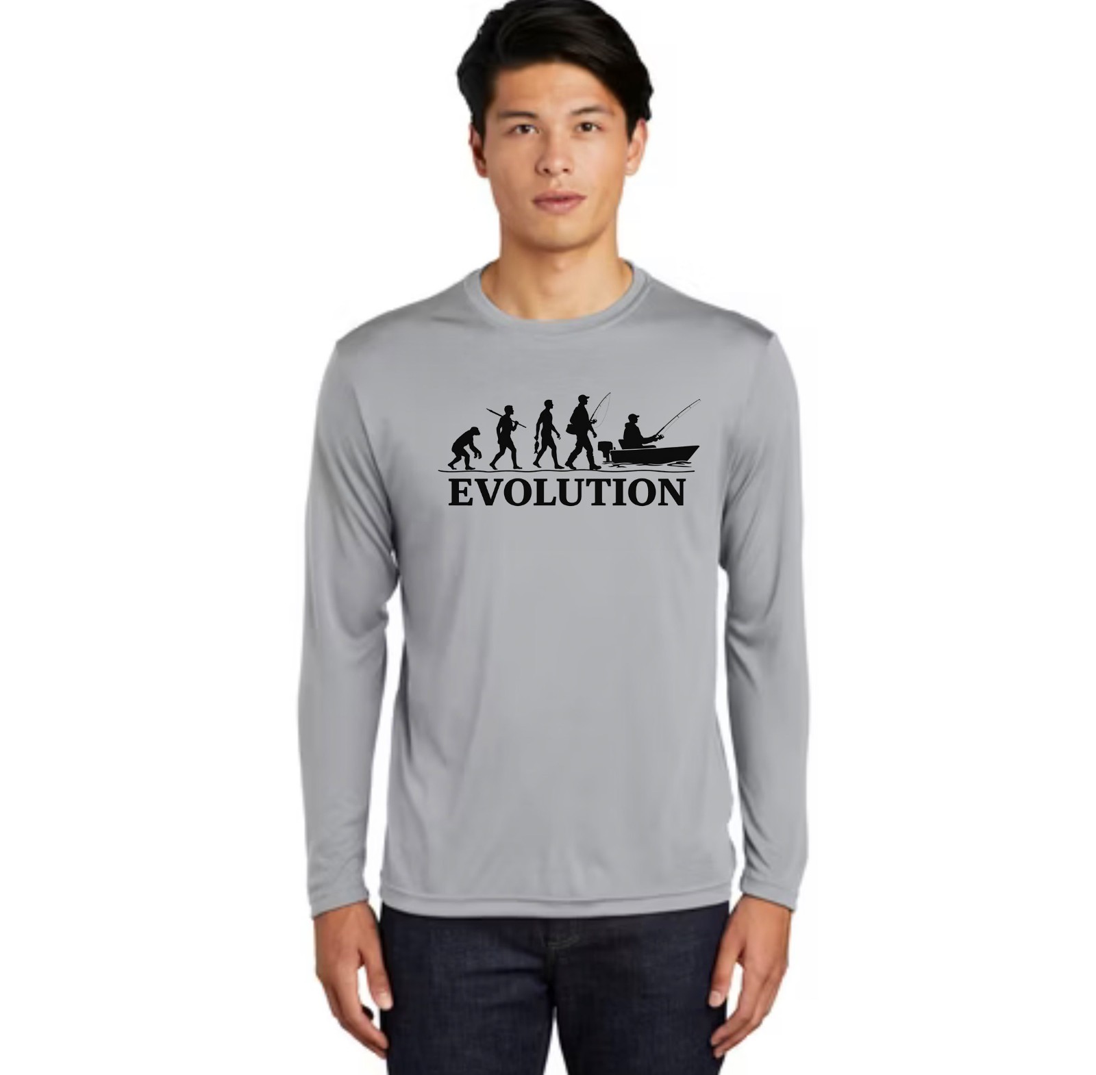 Evolution Fisherman Fishing Sun Boat Beach UPF 50 T-Shirt Sport UV Protection