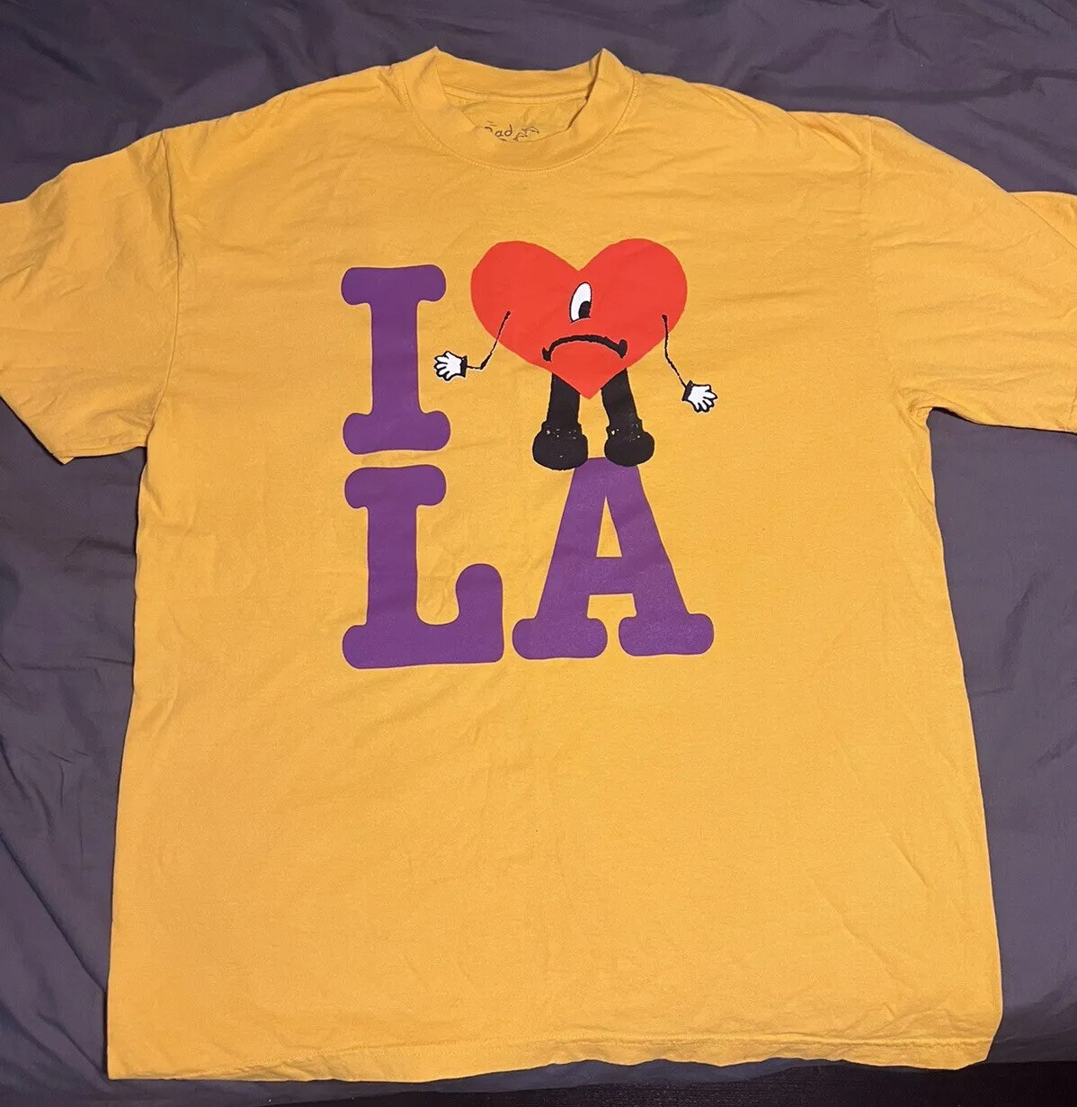 2022 Bad Bunny sofi stadium Un Verano Sin Ti I Love LA LAKERS Tour Shirt Large gallery
