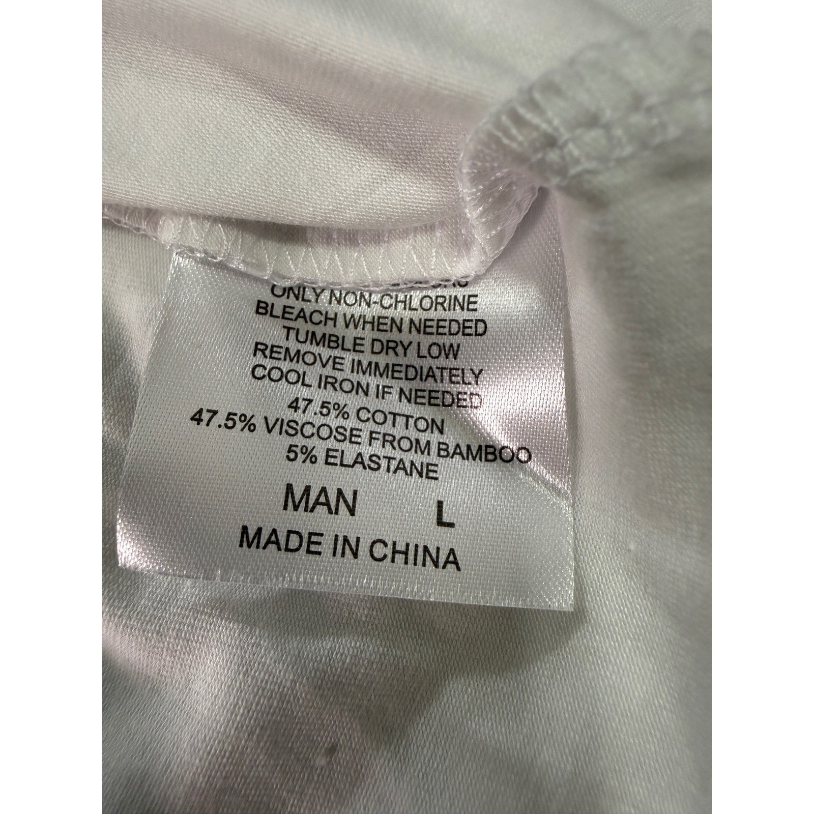 White Bamboo Cotton Blend Short Sleeve Crewneck T-Shirt Mens Large UPF 50+ gallery