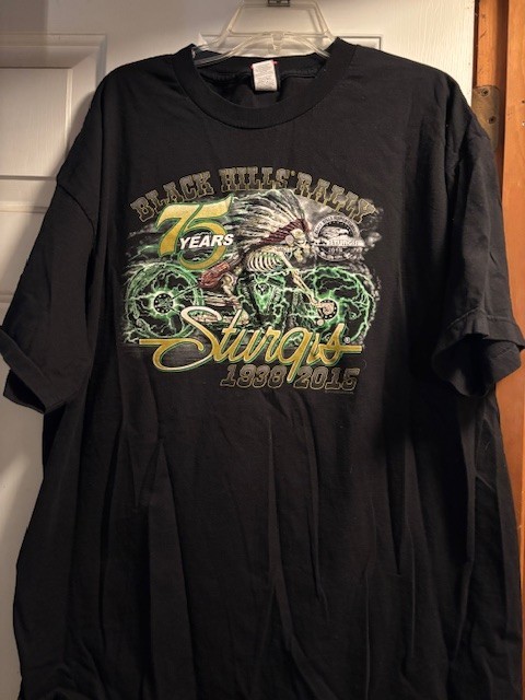 Sturgis Black Hills 75 Years Black Hills Rally 2015 Tshirt 2XL EUC Free Ship gallery