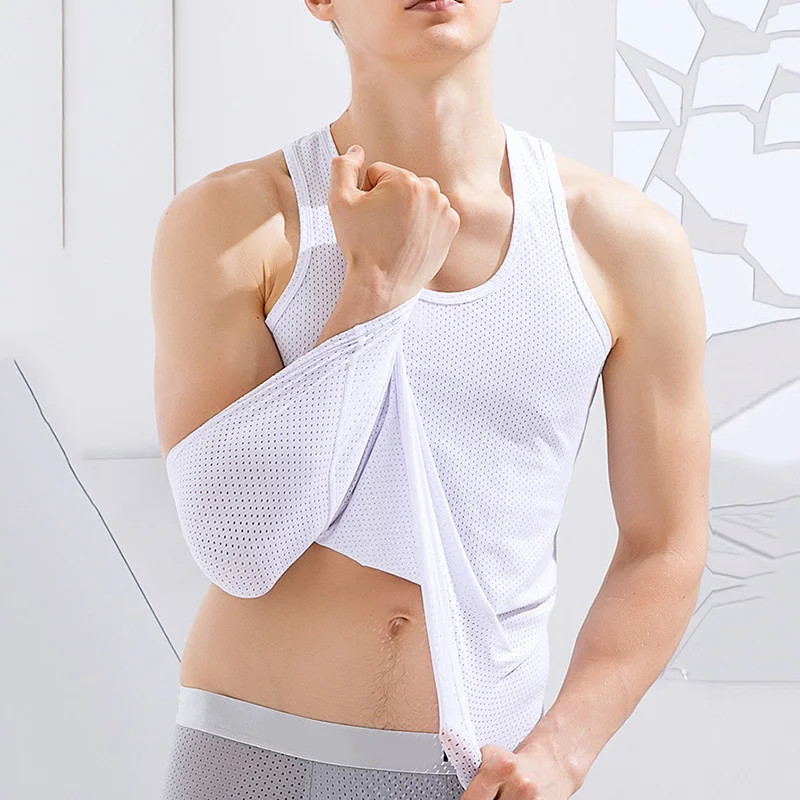 Men Ice Silk Tank Top Men'S Trendy Mesh Breathable Quick Drying Sports gallery