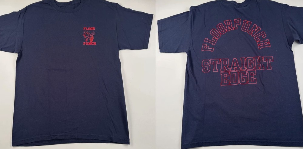 Floorpunch Band Large Straight Edge Short Sleeve Navy All Size Shirt