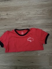 Volcom Red Black Logo Crew Neck Short Sleeve T-Shirt Contrasting Trim