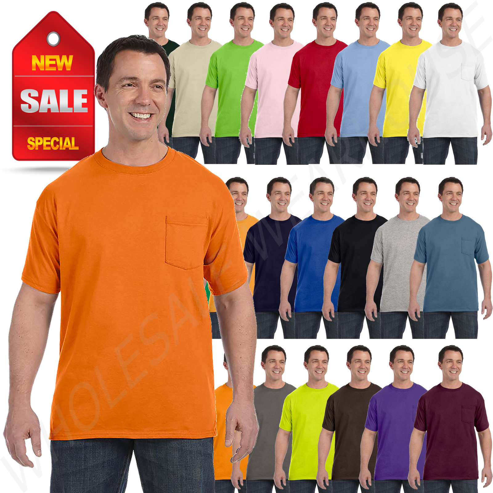 Hanes Mens Pocket T-Shirt 100% Cotton ComfortSoft Heavy S-XL Tee R-H5590 gallery