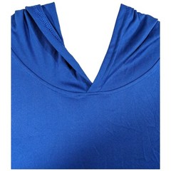 2 Long Sleeve Blue Workout Shirts with Hood Size Medium M/L Loose Solid
