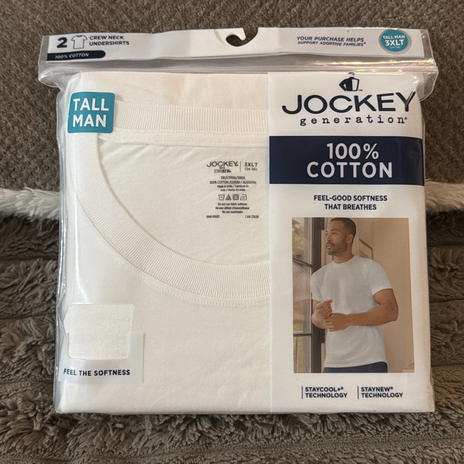 Jockey Men's Tall Man Classic Crew Neck Undershirt - 2 Pack - COTTON - 3XLT gallery