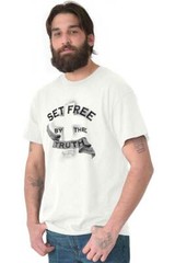 Christian Strong Set Free By The Truth Cross Womens or Mens Crewneck T Shirt Tee