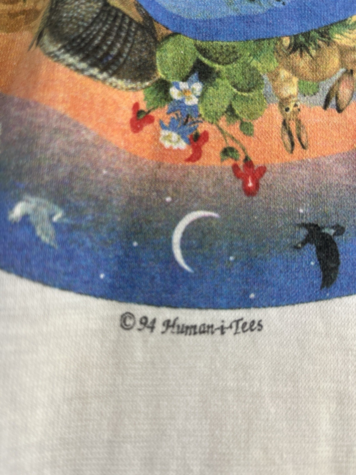 VTG 90s Human-i-Tees White Short Sleeve Shirt Sz XXL Nature Ecosystem Animals gallery
